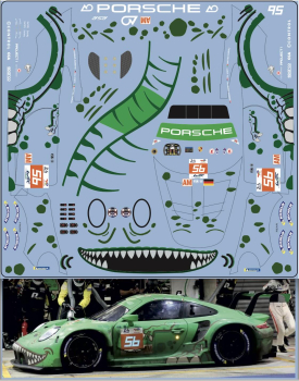 Decal Porsche 911 991 GT3 R #911 A O Racing Rexy (RAWR) #56 Le Mans 2023 Scale 1:32